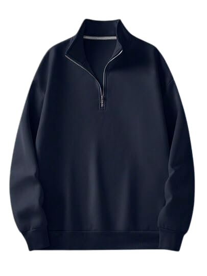 Half Zipper Solid Sweatshirt for Men