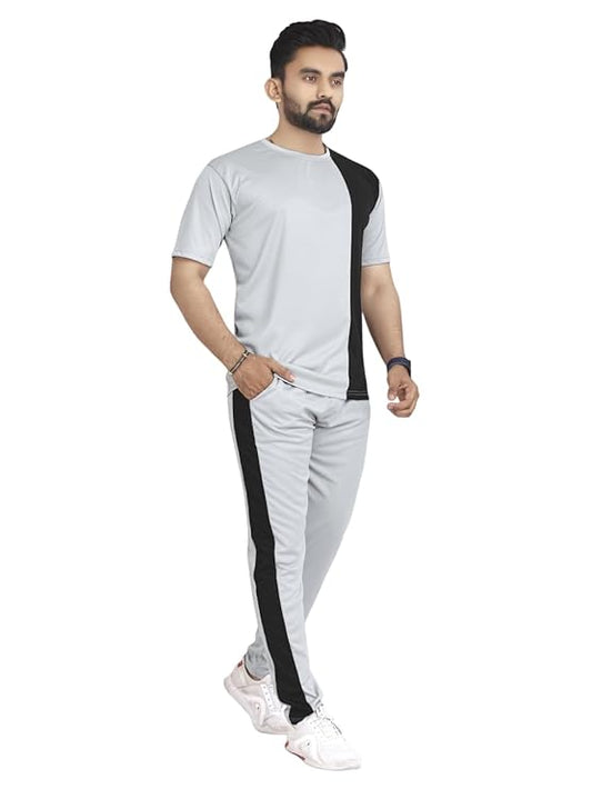 Lycra Blend Casual Regular Fit Solid Tracksuit for Men