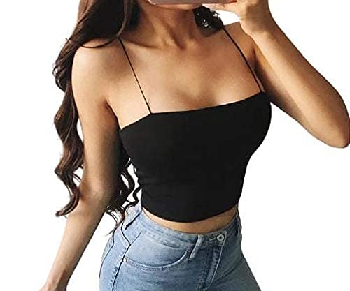 Women's Girls Thin Strap Sling Spaghetti Tank top Comfortable Camisole Crop top Free