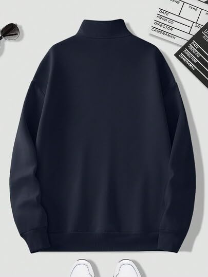 Half Zipper Solid Sweatshirt for Men