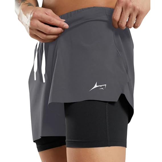 2 in 1 Active Dual Shorts with Inner Tights Layer