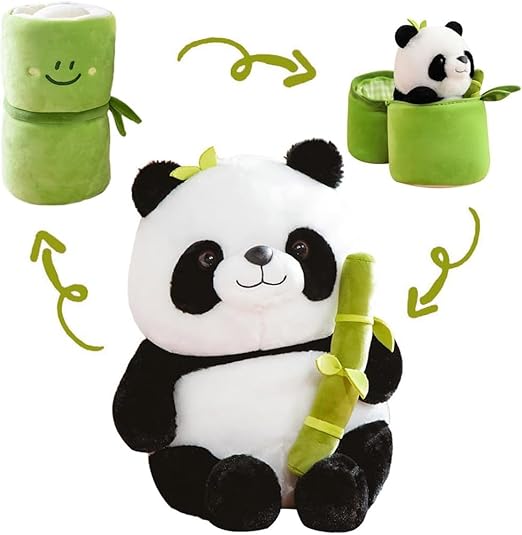 Cute Panda Plush with Bamboo