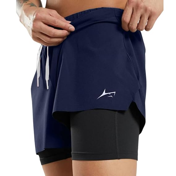 2 in 1 Active Dual Shorts with Inner Tights Layer