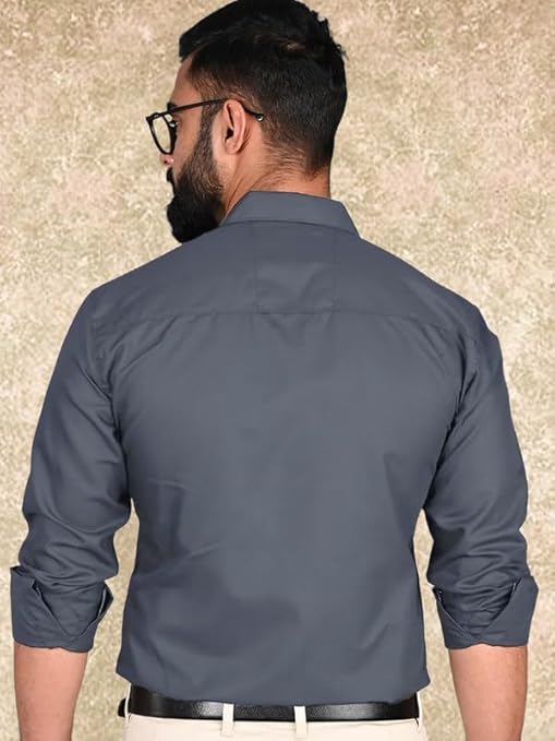 Casual Shirt for Men Regular Fit Long Solid Sleeve Shirt