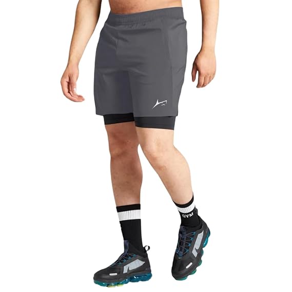 2 in 1 Active Dual Shorts with Inner Tights Layer