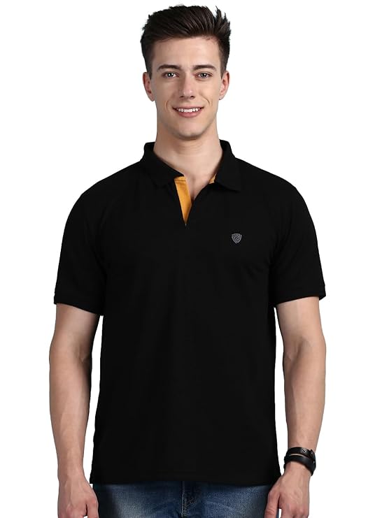 Men's Regular Fit Polo Neck Half Sleeve Solid Casual T-Shirt