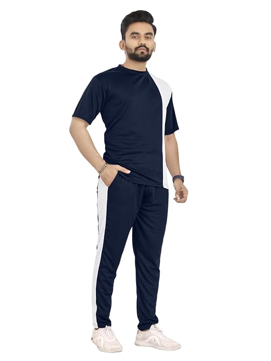 Lycra Blend Casual Regular Fit Solid Tracksuit for Men