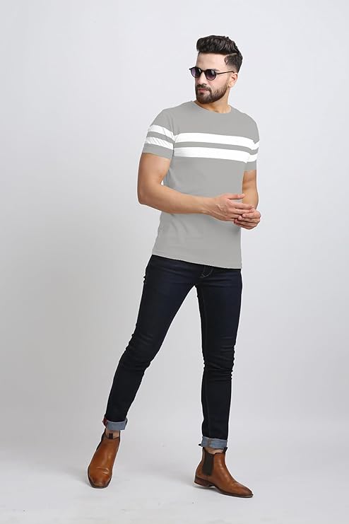 T-shirt for Mens Double Stripes on Chest