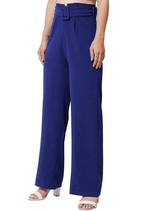 Women's High Rise Viscose Rayon Relaxed Fit Korean Trousers