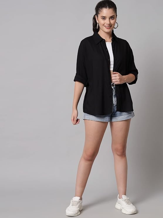 Women Regular Fit Solid Casual Shirt