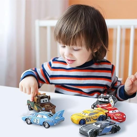 Mini Metal Die Cast Car Set of-6 Toy Vehicle Play Set Free Wheel High Speed Unbreakable Car for Kids