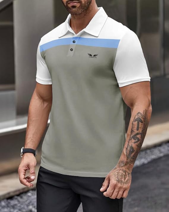 Cotton Blend Polo Neck Half Sleeve Printed T shirt