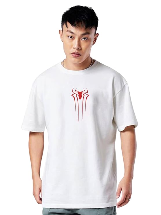 Show Your Love for Marvel's Spiderman Typographic Back Printed Oversized T-shirt for Men & Boys