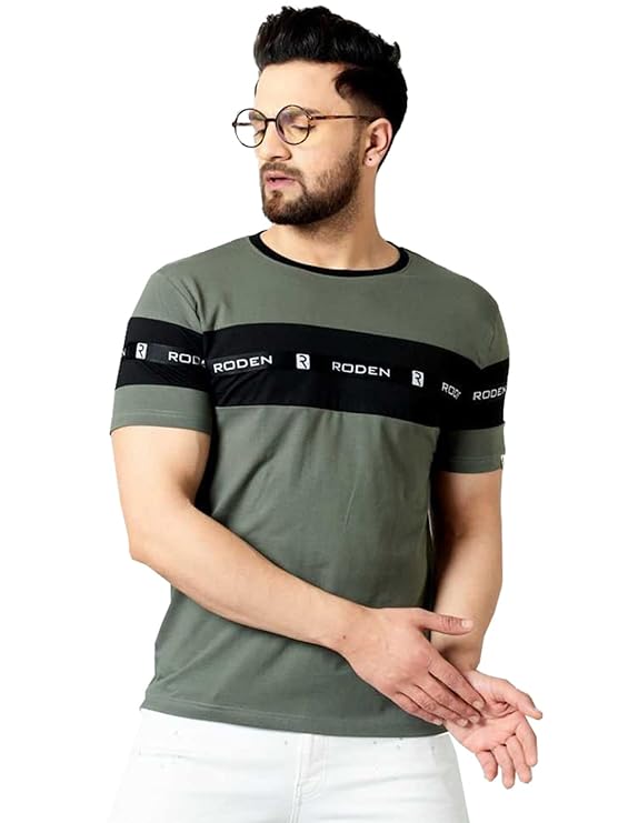 Men's Cotton Half Sleeve Regular Fit Striped T-Shirt