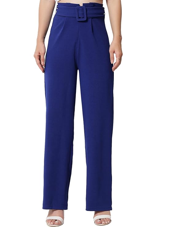 Women's High Rise Viscose Rayon Relaxed Fit Korean Trousers