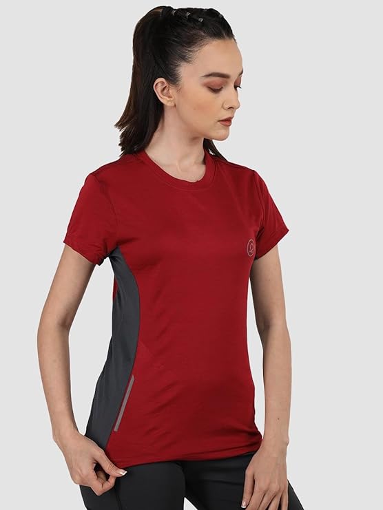 Women's Round Neck Half Sleeves Gym Sports Regular Fit T-Shirt