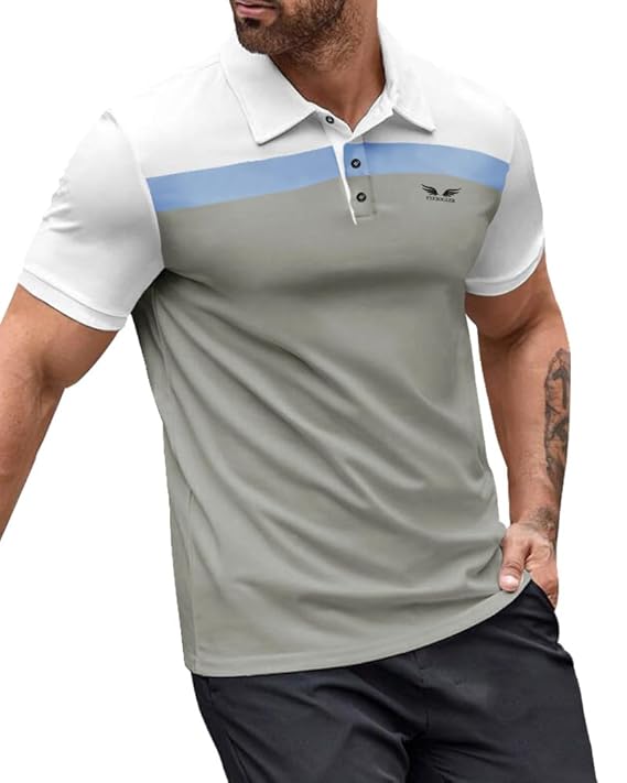 Cotton Blend Polo Neck Half Sleeve Printed T shirt