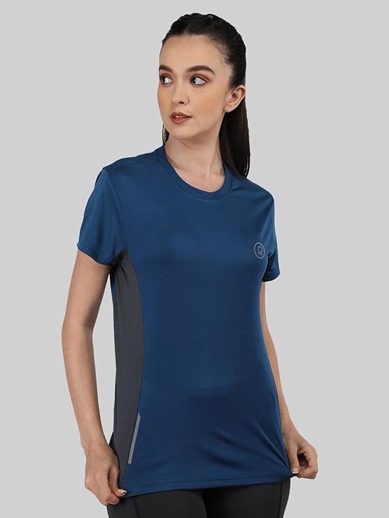 Women's Round Neck Half Sleeves Gym Sports Regular Fit T-Shirt