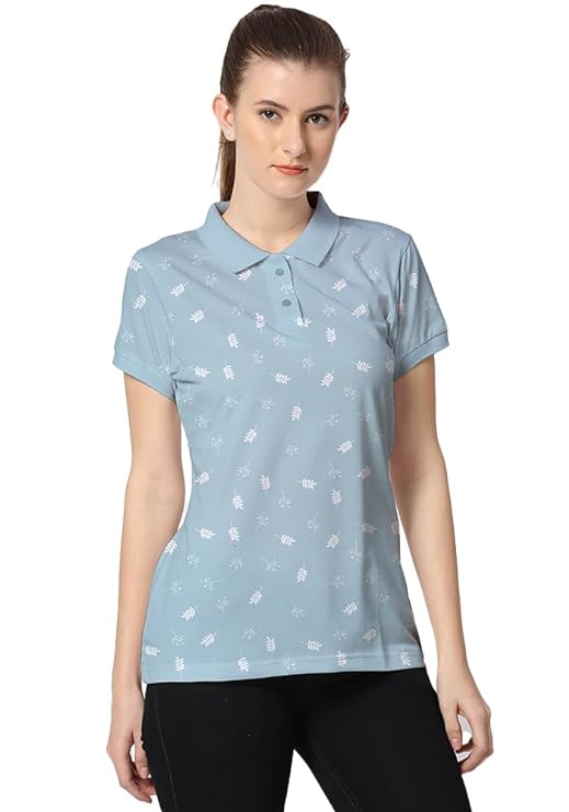 Women's All Over Printed Polo Collar Neck T-Shirt