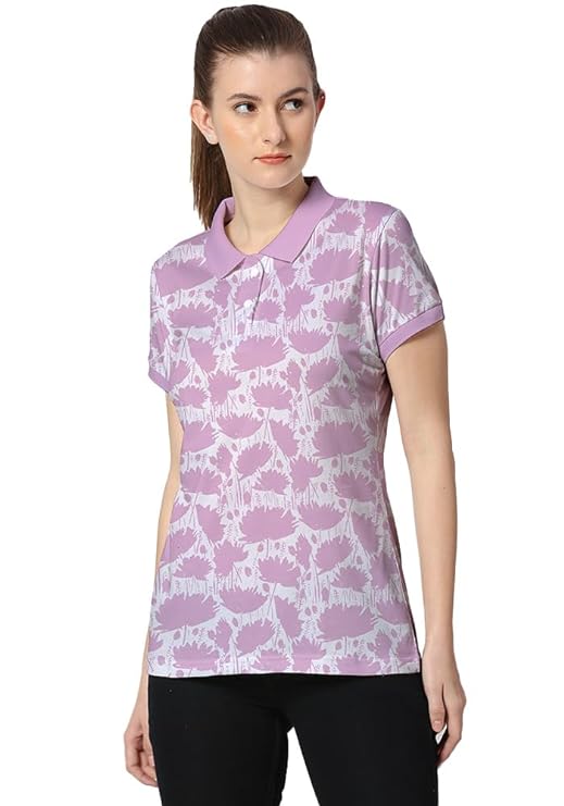 Women's All Over Printed Polo Collar Neck T-Shirt