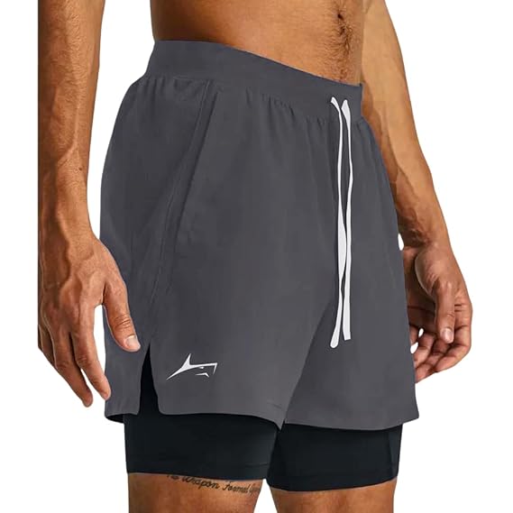 2 in 1 Active Dual Shorts with Inner Tights Layer