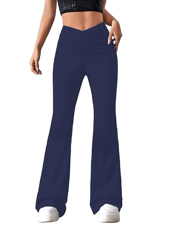 Women's Solid Gathering Front Skinny Trousers