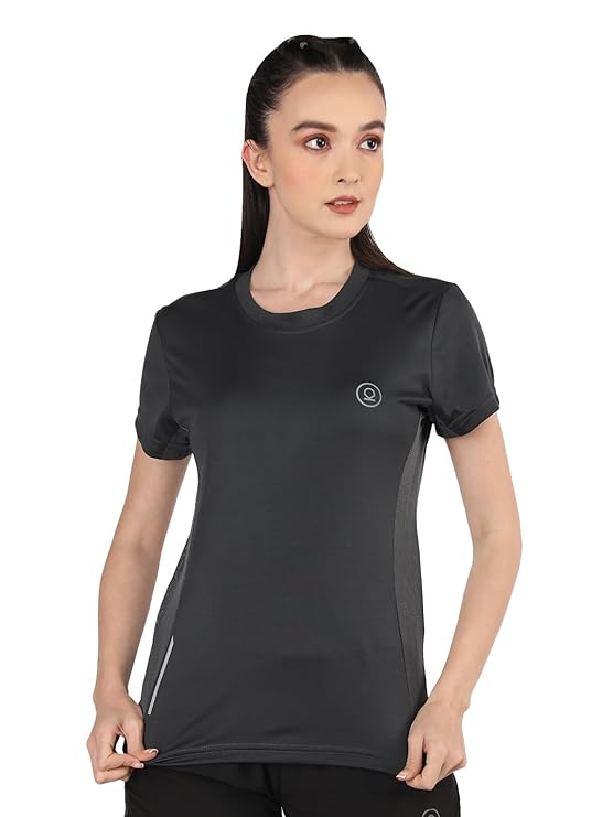 Women's Round Neck Half Sleeves Gym Sports Regular Fit T-Shirt