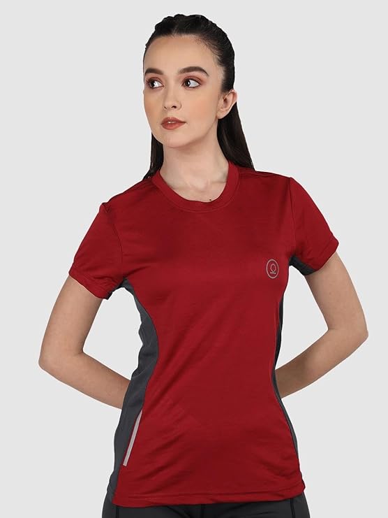 Women's Round Neck Half Sleeves Gym Sports Regular Fit T-Shirt