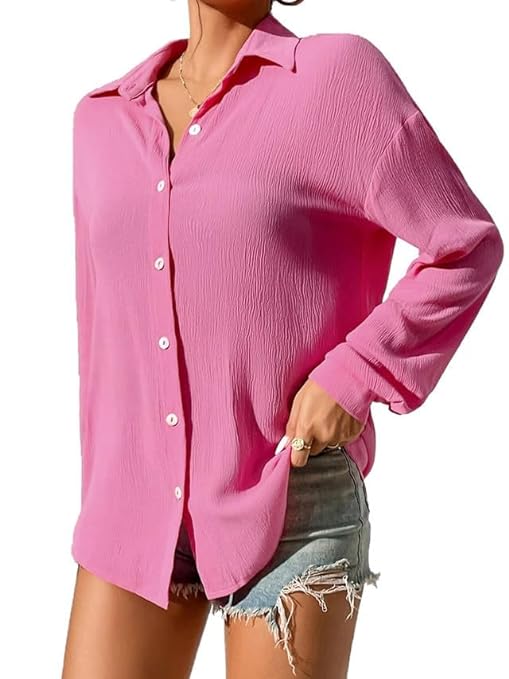 Women's Casual Crepe Long Sleeves Solid (S)