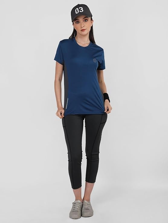 Women's Round Neck Half Sleeves Gym Sports Regular Fit T-Shirt