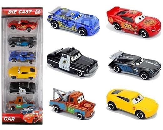 Mini Metal Die Cast Car Set of-6 Toy Vehicle Play Set Free Wheel High Speed Unbreakable Car for Kids