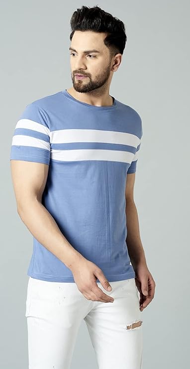 Men's Cotton Half Sleeve Regular Fit Striped T-Shirt