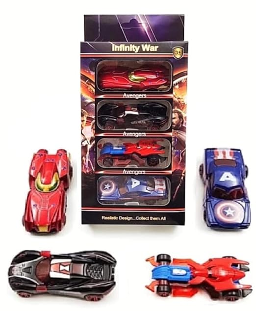 Mini Metal Car for Kids, Avenger Car Pack of 4 Mini Racers Series Diecast Cars Suitable for Children