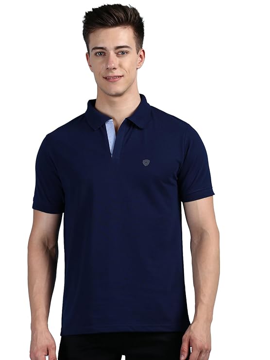 Men's Regular Fit Polo Neck Half Sleeve Solid Casual T-Shirt