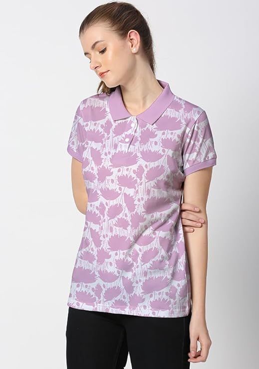 Women's All Over Printed Polo Collar Neck T-Shirt