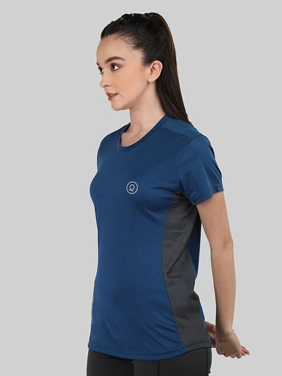 Women's Round Neck Half Sleeves Gym Sports Regular Fit T-Shirt