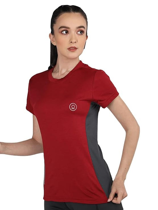 Women's Round Neck Half Sleeves Gym Sports Regular Fit T-Shirt