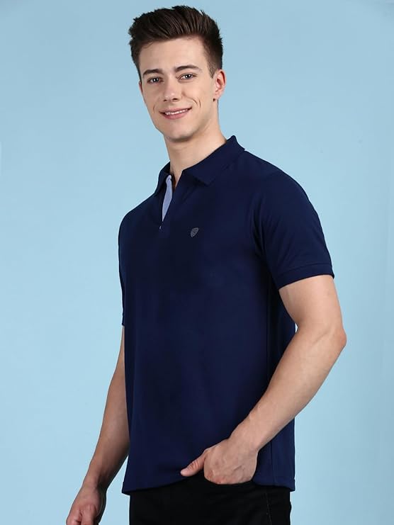 Men's Regular Fit Polo Neck Half Sleeve Solid Casual T-Shirt