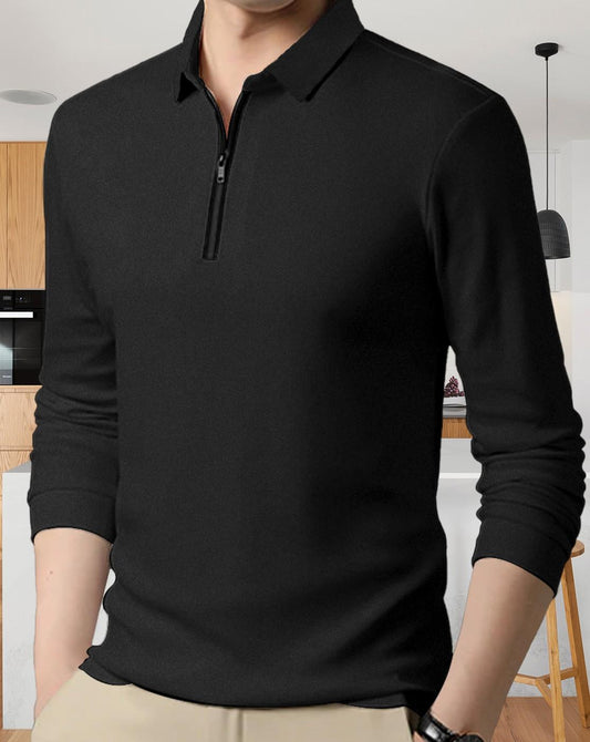 Eyebogler Men Full Sleeves Polo Neck T-shirt