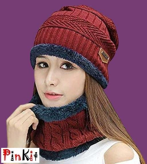 Unisex Winter Knit Beanie Cap Hat Neck Warmer Scarf