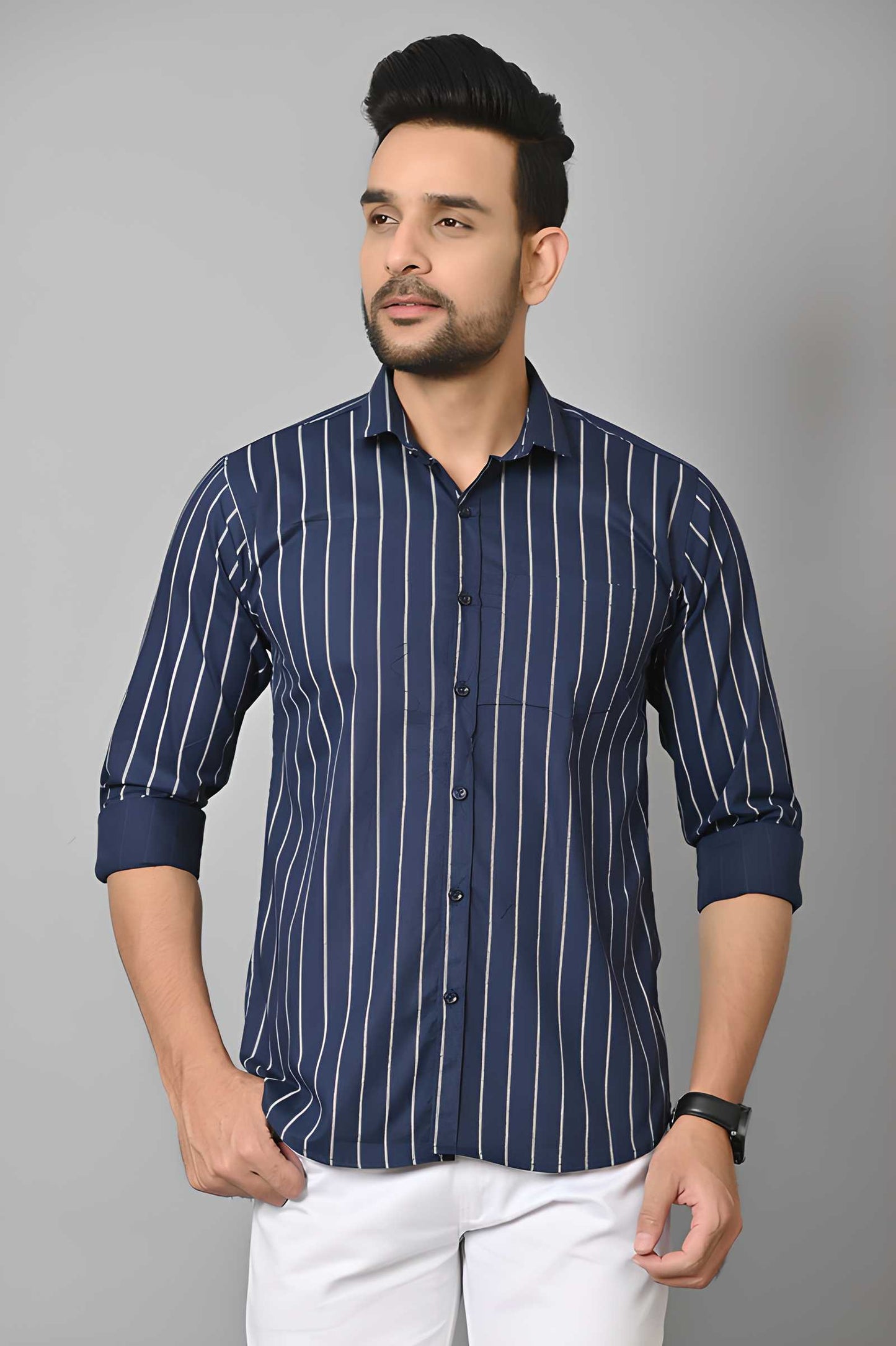 Gasperity Cotton Stripes Full Sleeves Mens Casual Shirt