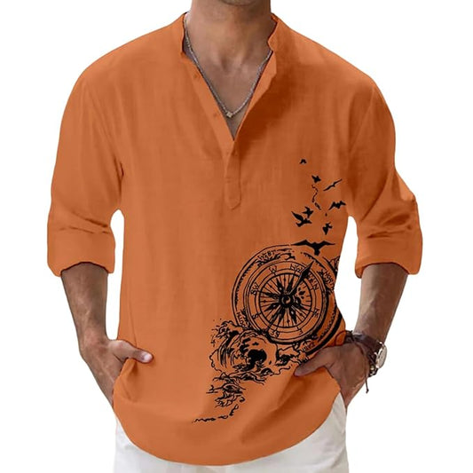 Men's Cotton Blend Mandarin Collar Self One Design Full Sleeve Casual Short Kurta