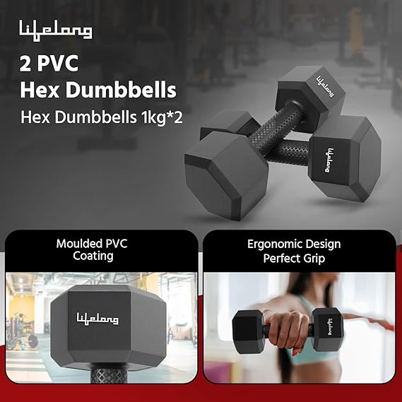 Hex Dumbbells Pack of 2 for Home Gym Equipment Fitness Barbell