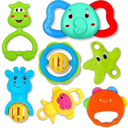 Baby Products Toys 7 Pcs Rattle Set with Teathers for New Born Baby Gifts