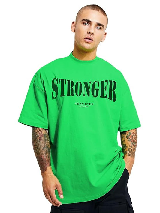 Men's Oversized Cottonblend Round Neck Half Sleeve Drop Shoulder Regular Fit T-shirt