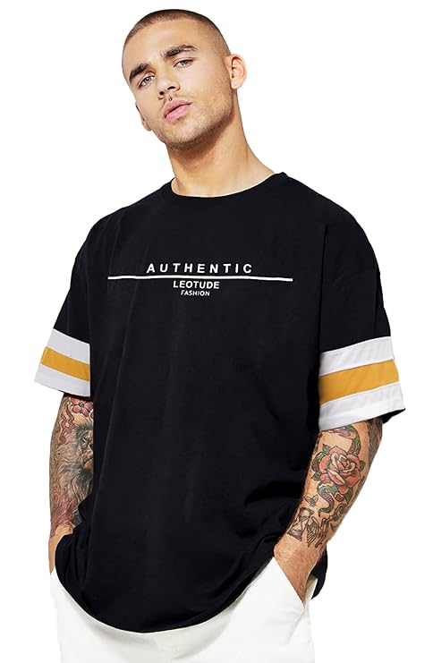 Men's Cottoblend Half Sleeve Printed Oversized Drop Shoulder T-shirt