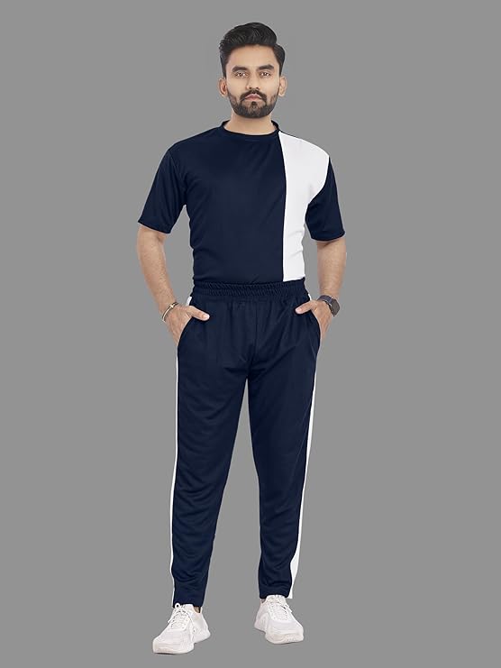 Lycra Blend Casual Regular Fit Solid Tracksuit for Men