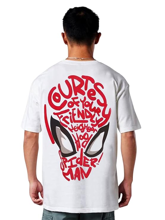 Show Your Love for Marvel's Spiderman Typographic Back Printed Oversized T-shirt for Men & Boys