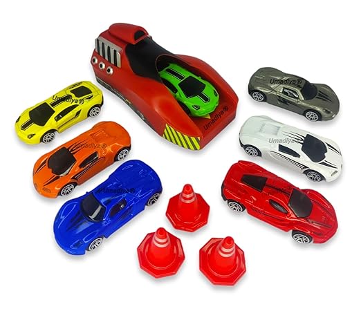 Rapid Launcher Play Set Toy with 7 Die Cast Metal Stunt Car and Master Racers Sports with 3 Stoppers Racing Game for Kids