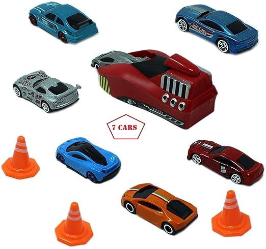 Rapid Launcher Play Set Toy with 7 Die Cast Metal Stunt Car and Master Racers Sports with 3 Stoppers Racing Game for Kids